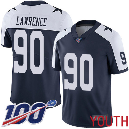 Youth Dallas Cowboys Limited Navy Blue DeMarcus Lawrence Alternate 90 100th Season Vapor Untouchable Throwback NFL Jersey